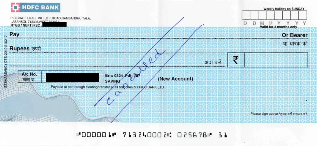Cancelled Cheque image