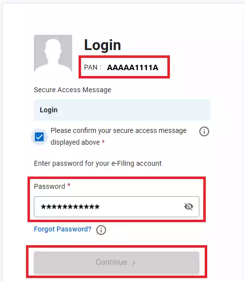 Login to Income tax portal