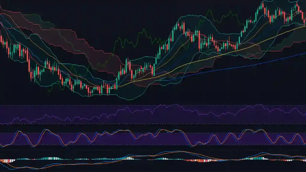 Less Rules, Fewer Trades, More Profit: Build High-Performing Trading Strategies 3 Stock Chart loaded with Indicators